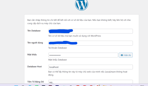 Tutorial Thiết kế Website – Cài đặt tên miền - Hosting Cpanel và CMS 17 nhập thông tin quản trị database đã tạo